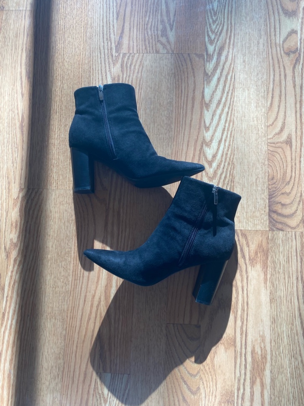 Nine West Black Suede Pointed Toe Ankle Boots